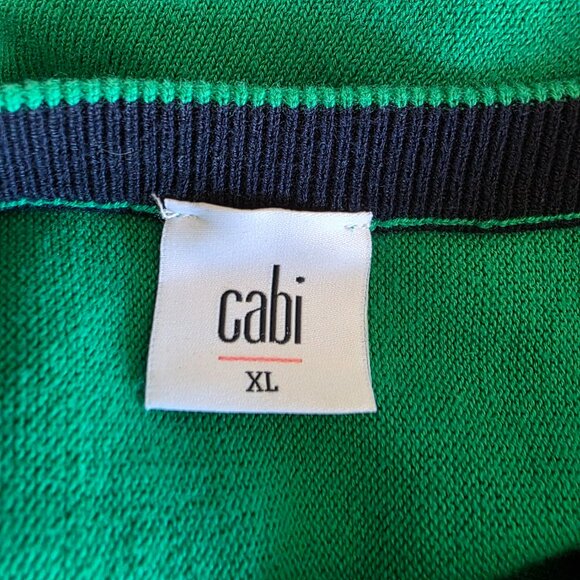 CAbi Piccolo Shrug Style Cropped Cardigan Sweater Green Navy Cotton Size XL - Picture 9 of 10